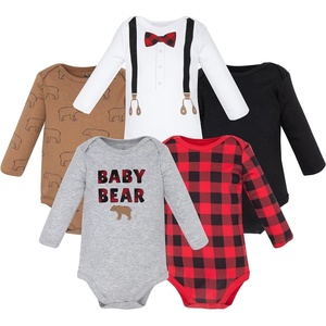 image:imageHudson Baby Infant Boys Cotton LongSleeve Bodysuits 5PackBaby Bear Buffalo Plaid