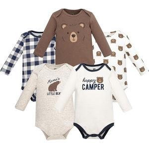 image:imageHudson Baby Infant Boys Cotton LongSleeve Bodysuits 5PackHappy Camper Bear