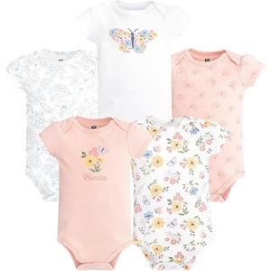 image:imageHudson Baby Infant Girls Cotton Bodysuits 5PackSoft Butterfly Floral Bonita