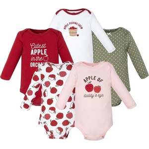 image:imageHudson Baby Infant Girls Cotton LongSleeve Bodysuits 5PackApple Dot
