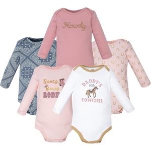 image:imageHudson Baby Infant Girls Cotton LongSleeve Bodysuits 5PackCowgirl