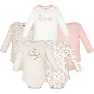 image:imageHudson Baby Infant Girls Cotton LongSleeve Bodysuits 5PackPink Taupe Darling