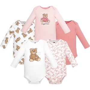 image:imageHudson Baby Infant Girls Cotton LongSleeve Bodysuits 5PackPink Teddy Bear