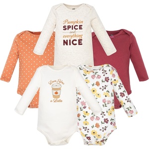 image:imageHudson Baby Infant Girls Cotton LongSleeve Bodysuits 5PackPumpkin Spice Latte Love