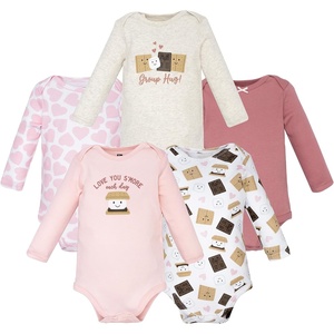 image:imageHudson Baby Infant Girls Cotton LongSleeve Bodysuits 5PackSmores Hug