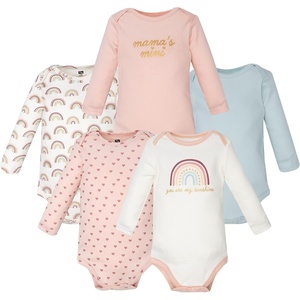 image:imageHudson Baby Infant Girls Cotton LongSleeve Bodysuits 5PackSoft Rainbow