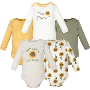image:imageHudson Baby Infant Girls Cotton LongSleeve Bodysuits 5PackSunshine Sunflower