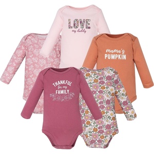 image:imageHudson Baby Infant Girls Cotton LongSleeve Bodysuits 5PackThankful Floral