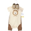 image:imageHudson Baby Unisex Baby Cotton Bodysuit Pant and Shoe SetBrave Lion Short Sleeve