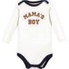 image:imageHudson Baby Unisex Baby Cotton Bodysuit Pant and Shoe SetBrown Navy Mamas Boy Long Sleeve