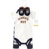 image:imageHudson Baby Unisex Baby Cotton Bodysuit Pant and Shoe SetBrown Navy Mamas Boy Short Sleeve