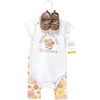 image:imageHudson Baby Unisex Baby Cotton Bodysuit Pant and Shoe SetPeace Love Flowers Short Sleeve