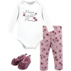 image:imageHudson Baby Unisex Baby Cotton Bodysuit Pant and Shoe SetPlum Wildflower Long Sleeve