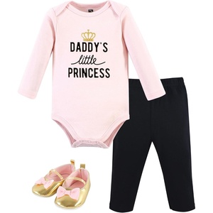 image:imageHudson Baby Unisex Baby Cotton Bodysuit Pant and Shoe SetDaddys Little Princess Long Sleeve