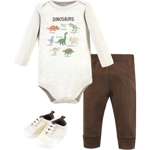 image:imageHudson Baby Unisex Baby Cotton Bodysuit Pant and Shoe SetDinosaur Adventures Long Sleeve