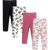 image:imageHudson Baby Unisex Baby Cotton Pants and Leggings 4PackBlush Rose Black Bow