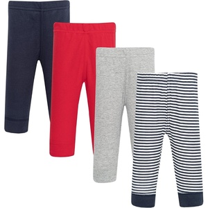 image:imageHudson Baby Unisex Baby Cotton Pants and Leggings 4PackNavy Stripe Red