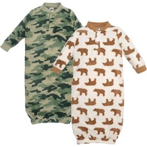 image:imageHudson Baby Unisex Baby Fleece Gowns 2PackBrown Bear Camo