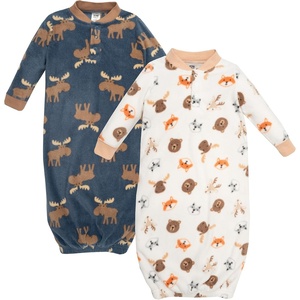 image:imageHudson Baby Unisex Baby Fleece Gowns 2PackCute Woodland
