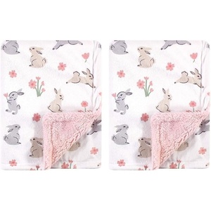 image:imageHudson Baby Unisex Baby Plush Mink and Sherpa Blanket Floral One SizeBunny