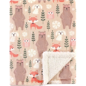 image:imageHudson Baby Unisex Baby Plush Mink and Sherpa Blanket Floral One SizeGirl Forest