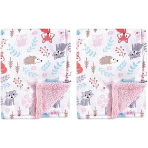 image:imageHudson Baby Unisex Baby Plush Mink and Sherpa Blanket Floral One SizeGirl Woodland