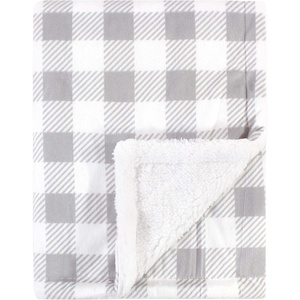 image:imageHudson Baby Unisex Baby Plush Mink and Sherpa Blanket Floral One SizeGray Plaid