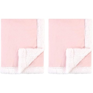 image:imageHudson Baby Unisex Baby Plush Mink and Sherpa Blanket Floral One SizeLight Pink White