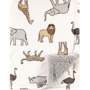 image:imageHudson Baby Unisex Baby Plush Mink and Sherpa Blanket Floral One SizeModern Neutral Safari