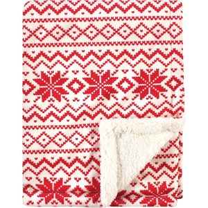 image:imageHudson Baby Unisex Baby Plush Mink and Sherpa Blanket Floral One SizeRed Fair Isle