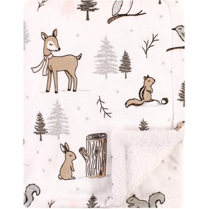 image:imageHudson Baby Unisex Baby Plush Mink and Sherpa Blanket Floral One SizeWinter Forest