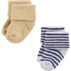 image:imageHudson Baby Unisex Baby Cotton Rich Newborn and Terry SocksBlue Brown Stripes