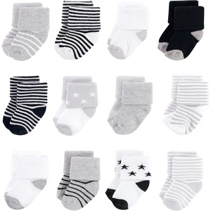 image:imageHudson Baby Unisex Baby Cotton Rich Newborn and Terry SocksGray Black Stars