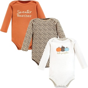 image:imageHudson Baby Baby Girls Cotton Longsleeve Bodysuits 3packLeopard Pumpkin