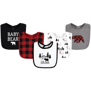 image:imageHudson Baby Unisex Baby Cotton Bibs Princess One SizeBuffalo Plaid Bear