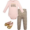 image:imageHudson Baby Unisex Baby Cotton Bodysuit Pant and Shoe SetLeopard Hearts Girl